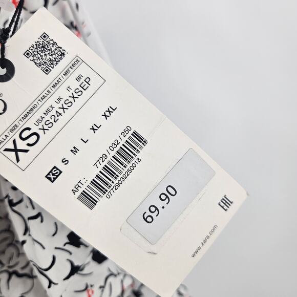 Zara Dress White Abstract Floral Sleeveless Square Neck A-line Midi NWT Size XS - Picture 5 of 9